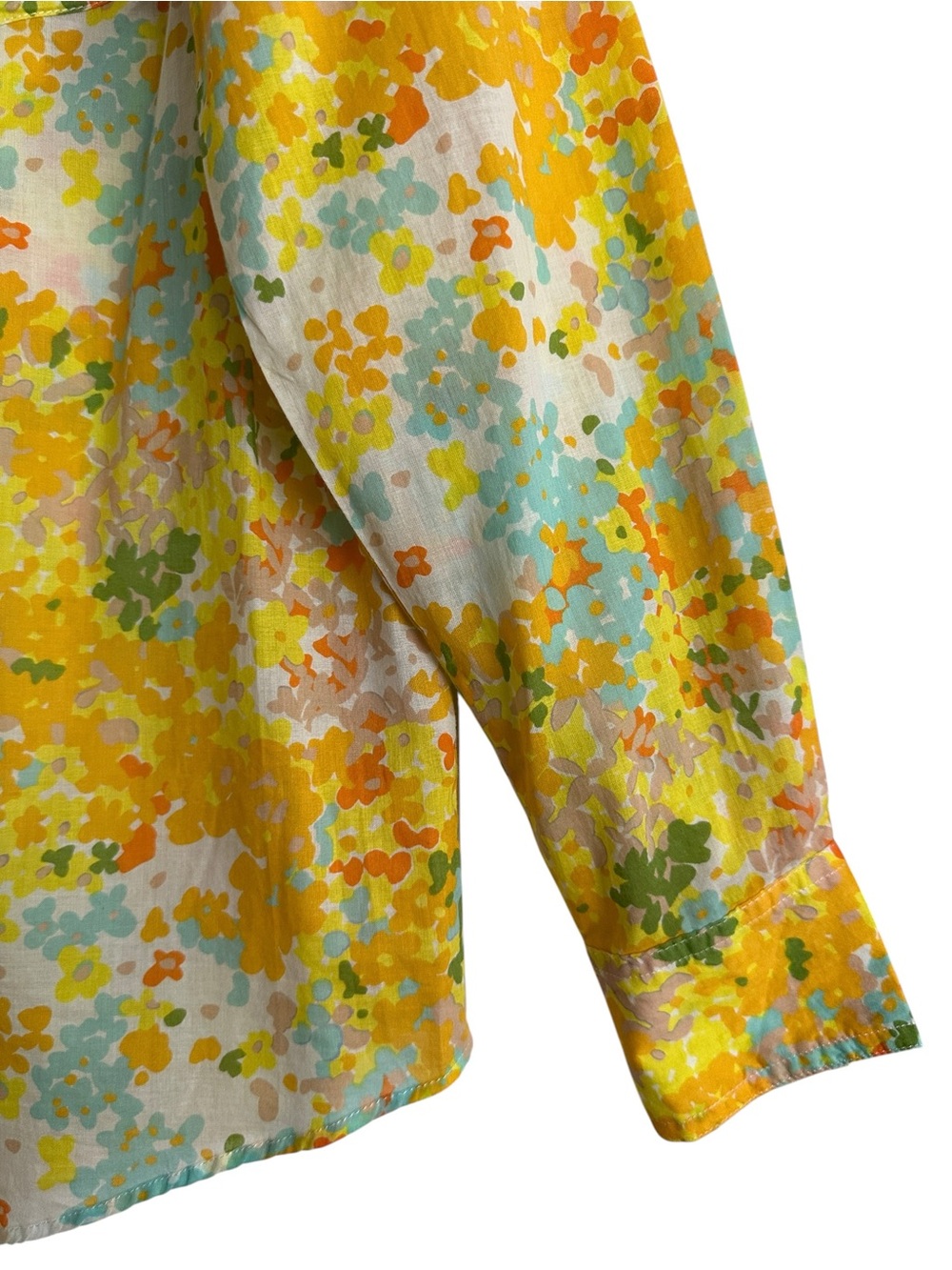 BODEN Floral Cotton Shirt US 6 Yellow Blue Button Down Y2K - Picture 5 of 13